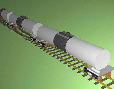 ENSCO Rail - Simulated tank cars using VAMPIRE vehicle/track interaction software.